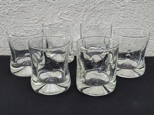 Set Vasos De Whisky Torcido Old Fashion Cristal Vintage 6pz Transparente — Coleccionables vintage