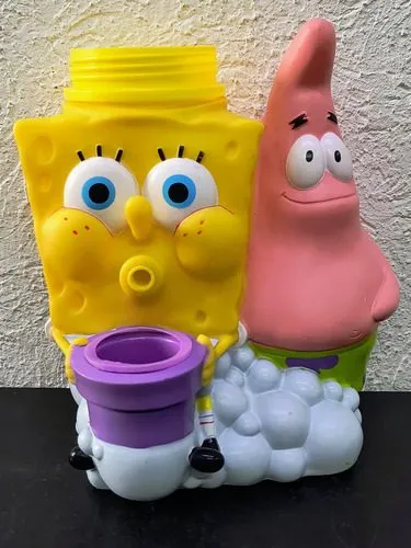 Vaso Bob Esponja Y Patricio Burbujas 2003 Viacom Original Amarillo Y Rosa