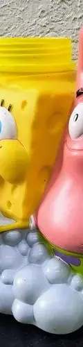Vaso Bob Esponja Y Patricio Burbujas 2003 Viacom Original Amarillo Y Rosa — Coleccionables vintage, años NOW (foto 3)