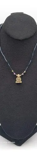 Collar Artesanal De Buda Buddah Con Cuentas De Chaquiron Azul Metalico — Coleccionables vintage (foto 3)