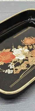 Conjunto 3 Bandejas Japonesas Vintage Lacquerware Tray Set Negro — Decoración vintage, años 70s (foto 9)