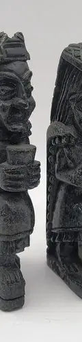 Par D Esculturas Prehispánicas Artesanales Obsidiana Antigua Negro — Coleccionables vintage