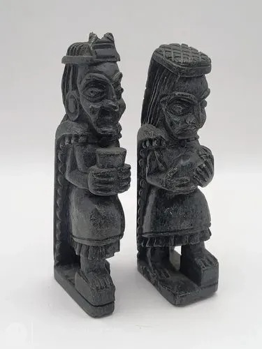 Par D Esculturas Prehispánicas Artesanales Obsidiana Antigua Negro