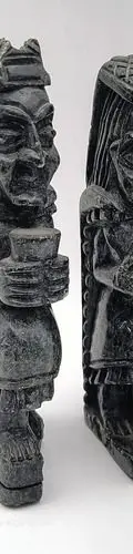 Par D Esculturas Prehispánicas Artesanales Obsidiana Antigua Negro — Coleccionables vintage (foto 8)