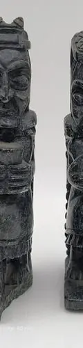 Par D Esculturas Prehispánicas Artesanales Obsidiana Antigua Negro — Coleccionables vintage (foto 9)