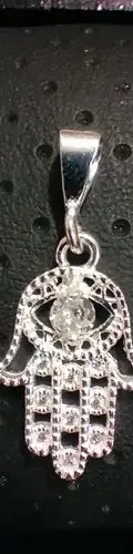 Dije Mano De Fátima Con Zirconias En Plata Fina .925 De 3cm Plateado — Coleccionables vintage, años NOW