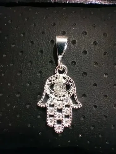 Dije Mano De Fátima Con Zirconias En Plata Fina .925 De 3cm Plateado — Coleccionables vintage, años NOW