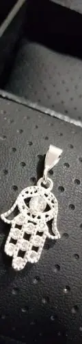 Dije Mano De Fátima Con Zirconias En Plata Fina .925 De 3cm Plateado — Coleccionables vintage, años NOW (foto 3)