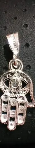 Dije Mano De Fátima Con Zirconias En Plata Fina .925 De 3cm Plateado — Coleccionables vintage, años NOW (foto 5)