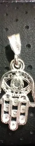 Dije Mano De Fátima Con Zirconias En Plata Fina .925 De 3cm Plateado — Coleccionables vintage, años NOW (foto 6)