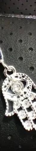 Dije Mano De Fátima Con Zirconias En Plata Fina .925 De 3cm Plateado — Coleccionables vintage, años NOW (foto 7)