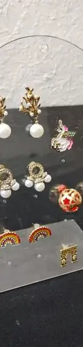 Exhibidor Aretes Placa Transparente Acrílico 18cm Lote 20pzs Blanco — Coleccionables vintage