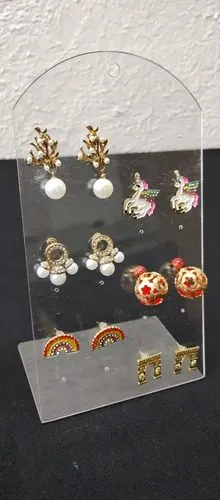 Exhibidor Aretes Placa Transparente Acrílico 18cm Lote 20pzs Blanco