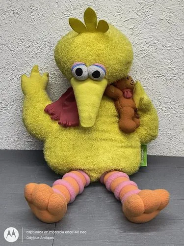 Peluche Big Bird Con Osito Plaza Sésamo 2000 Retro Tycoon Amarillo — Coleccionables vintage, años NOW