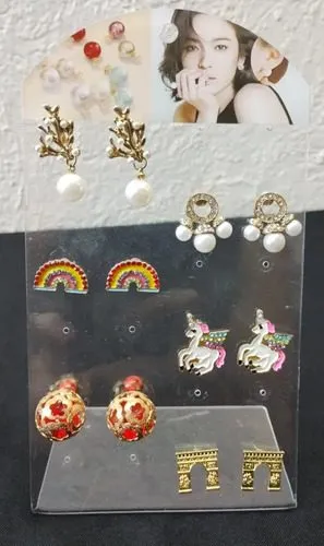 Exhibidor Aretes Placa Transparente Acrílico 18.5cm Lote 7pz Blanco