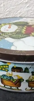 Caja Metálica Navideña Muñeco Nieve Promocional Vacia Azul Claro Navideña Muñeco De Nieve — Coleccionables vintage (foto 3)