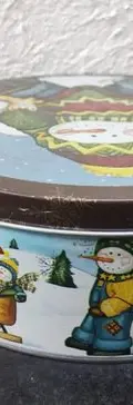 Caja Metálica Navideña Muñeco Nieve Promocional Vacia Azul Claro Navideña Muñeco De Nieve — Coleccionables vintage (foto 4)