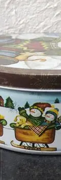 Caja Metálica Navideña Muñeco Nieve Promocional Vacia Azul Claro Navideña Muñeco De Nieve — Coleccionables vintage (foto 5)