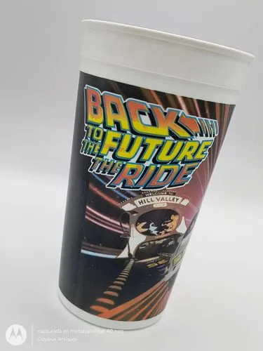 Vaso Volver Al Futuro Universal Studios Florida Retro 80's Negro Con Colores