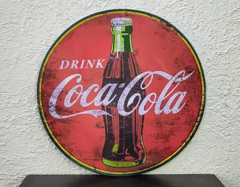 Anuncio Circular Metálico Coca Cola Tipo Vintage Retro 30cm