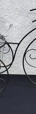 Porta Maceta Triciclo Bicicleta Metalico Con Maceta Vidrio Gris Oscuro Triciclo Bicicleta Porta Maceta Metálico Con Maceta Vidrio — Decoración vintage (foto 3)