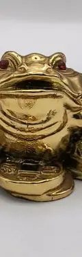 Figura Rana De La Abundancia Dorada Vintage De Resina 3.7cm Dorado — Coleccionables vintage (foto 4)