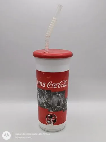 Vaso Deportivo Toma Coca Cola Coleccion Come Fútbol Sueña Rojo Con Blanco — Coleccionables vintage