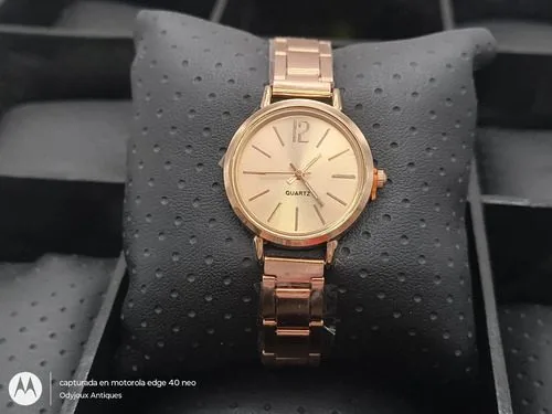 Reloj Para Dama T-selling Fashion Stainless Steel Quartz Dorado Rosado