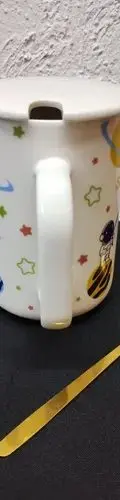 Taza Con Tapa Y Cuchara Figuras De Astronauta  Blanco Astronauta — Decoración vintage (foto 3)