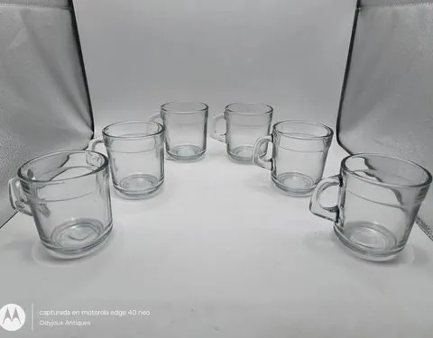 Juego 6 Tazas Lizas De Vidrio Transparente 275ml Transparente Taza Lisa De Vidrio