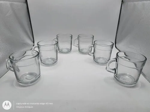 Juego 6 Tazas Lizas De Vidrio Transparente 275ml Transparente Taza Lisa De Vidrio — Decoración vintage