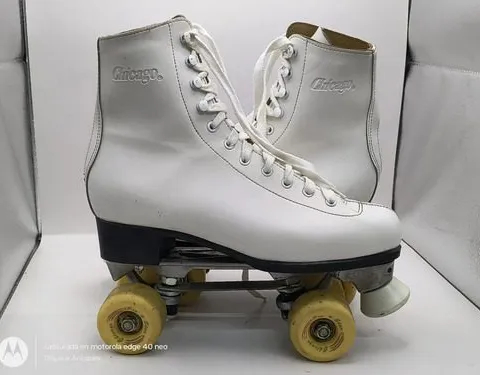 Patines Chicago Pro Star Vintage Cuádruples 70's Talla 10us L 57 Mm Blanco