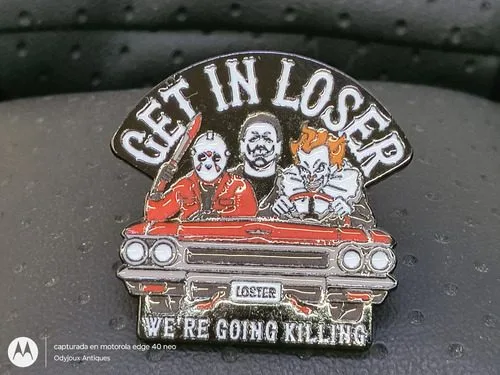 Pin/broche Get In Loser We're Going Killing Terror 2.7cm Negro Pin/broche Metal Get In Loser We're Going Killing Jason Eso Terror Metal 2.7cm — Coleccionables vintage, años NOW