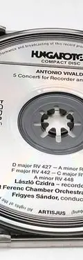 Cd Antonio Vivaldi - Five Concerti For Recorder And Strings — Audio vintage, años 80s (foto 6)