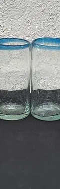 Set Vasos Artesanales De Vidrio Soplado Jumbo 6-pack Usados Azul — Coleccionables vintage