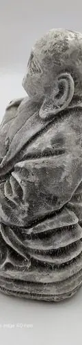 Estatua Buda Gordo Y Sonriente De La Suerte Artesanal D Yeso Gris — Decoración vintage (foto 3)