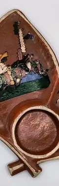 Platón Botanero Pintado A Mano Arte Popular Barro Horneado Marrón — Decoración vintage (foto 4)