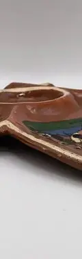 Platón Botanero Pintado A Mano Arte Popular Barro Horneado Marrón — Decoración vintage (foto 8)
