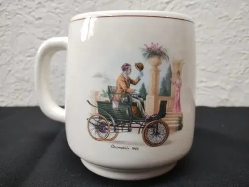 Taza Ceramica Vintage Antigua Locomobile 1900 Usada — Decoración vintage