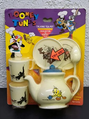 Juego De Té Looney Tunes Talking Tea Chilton Toys 1995 Retro Amarillo