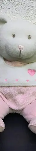 Oso Blanco De Peluche Con Pijama Mameluco Rosa Usado Rosa — Coleccionables vintage, años 90s