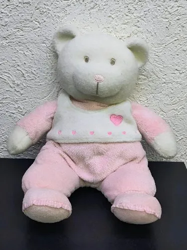 Oso Blanco De Peluche Con Pijama Mameluco Rosa Usado Rosa