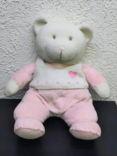 Oso Blanco De Peluche Con Pijama Mameluco Rosa Usado Rosa — Coleccionables vintage, años 90s