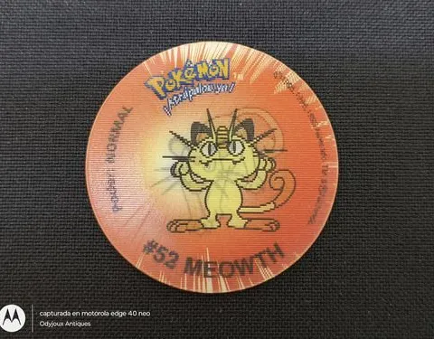 Tazo Pokémon 1 Lenticular 2d #52 Meowth Tazos2 1998 Rígido