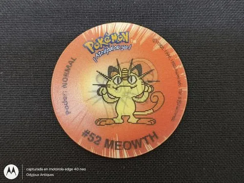 Tazo Pokémon 1 Lenticular 2d #52 Meowth Tazos2 1998 Rígido — Gaming vintage, años 90s