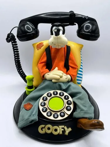 Teléfono Antiguo Goofy Telemania Vintage 80's No Funciona Negro Naranja Azul — Tech vintage, años 80s