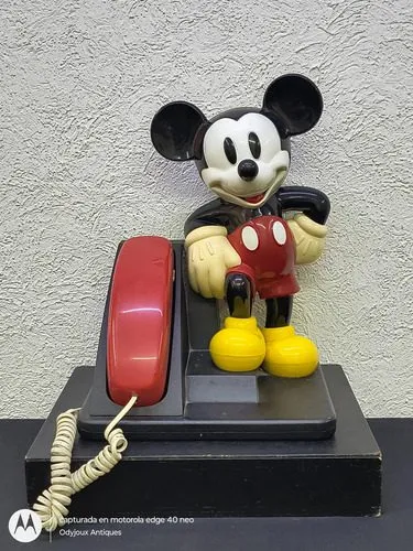 Teléfono Fijo Vintage De Mickey Mouse At&t Años 90's Retro Negro Con Rojo