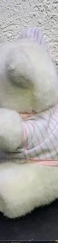 Oso Blanco De Peluche Con Pijama De Rayas Rosa Y Gorro Blanco — Coleccionables vintage, años 90s (foto 4)