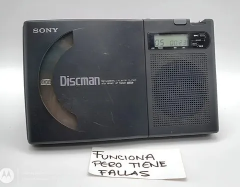 Sony Discman Cd Player D-1000 Con Alarma Y Bocina Retro 90's Negro
