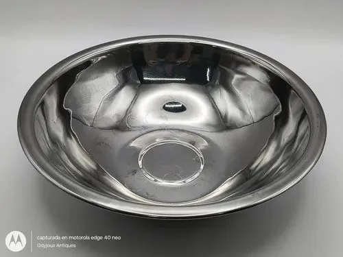 Bowl Tazón De Acero Inoxidable Cuenco 24cm Usado Plateado — Decoración vintage